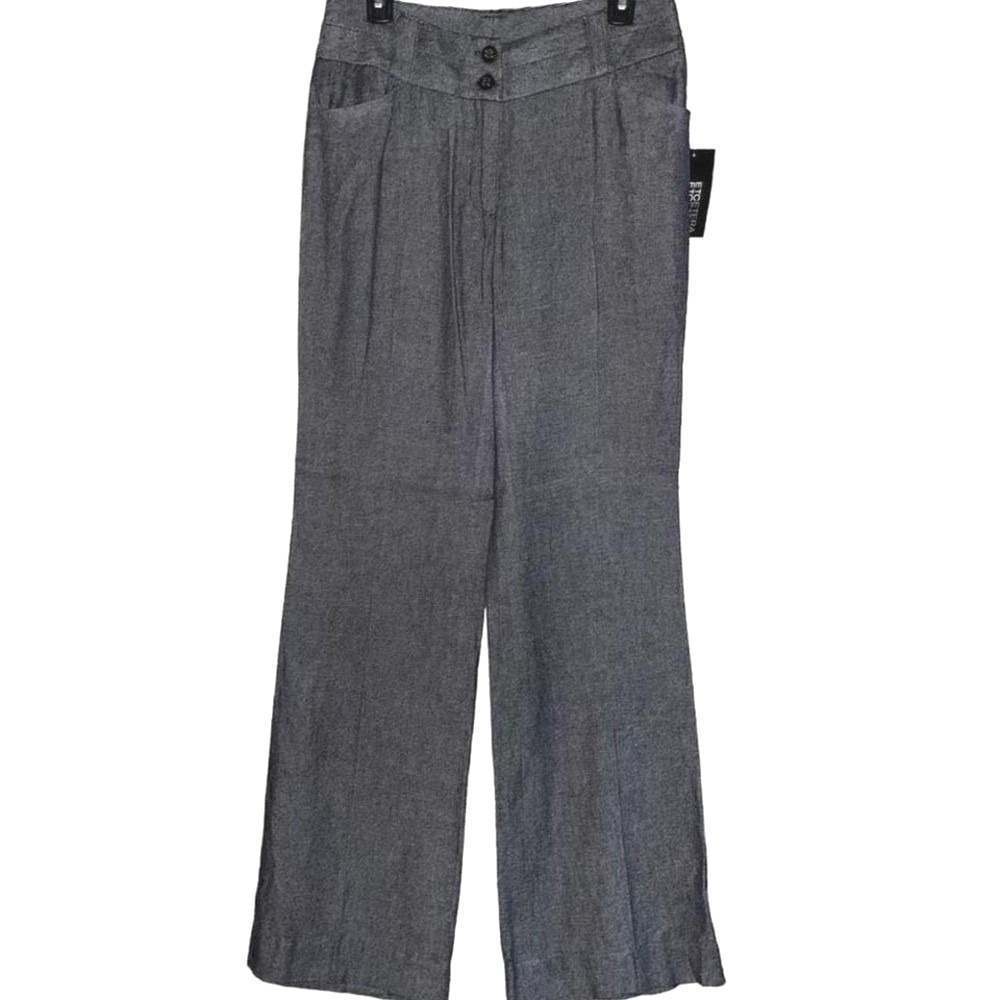 Etcetera Charcoal Grey Linen Blend Wide Leg Dress Pants Mens 6 New 209957